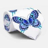Blauwe vlinders wit stropdas (Opgerold)