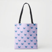 Blauwe Vlinders Wit Tote Bag (Voorkant)
