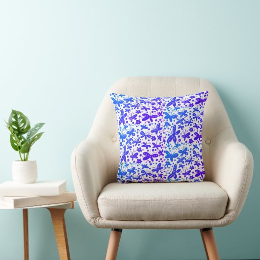 Blauwe vlinders worp kussen (Stoel)