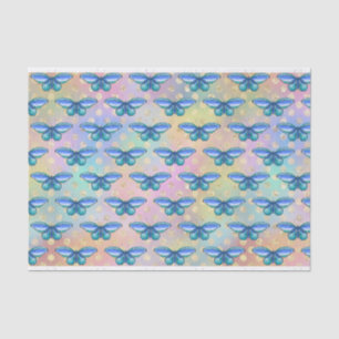 Blauwe vlinders Zacht regenboogkleuren Alle keren Tissuepapier