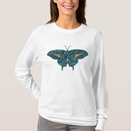 Blauwe vlinderschilderkunst monet t-shirt (Voorkant)