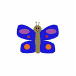 Blauwe vlindersculptuur fotobeeldje magneet<br><div class="desc">Een kleurrijk dier om de locatie van je keuze in te zetten.</div>