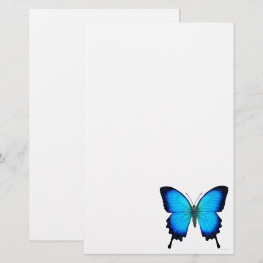 Blauwe vlinderstationerie briefpapier (Voorkant / Achterkant)