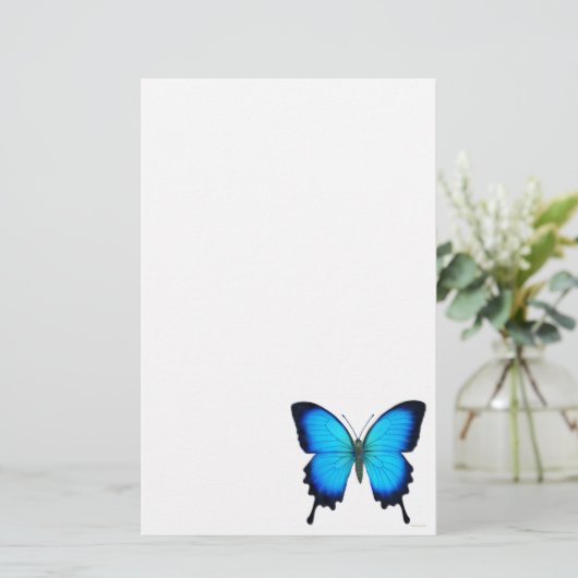 Blauwe vlinderstationerie briefpapier (Staand voorkant)