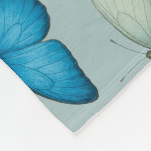 Blauwe Vlindertuin Naadloos patroon Fleece Deken (Hoek)