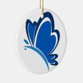Blauwe vlinderversiering keramisch ornament (Rechts)