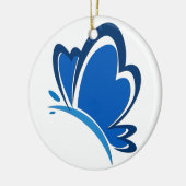 Blauwe vlinderversiering keramisch ornament (Links)