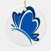 Blauwe vlinderversiering keramisch ornament (Achterkant)