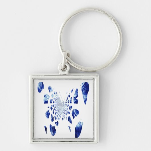 Blauwe vlindervleugels sleutelhanger (Voorkant)