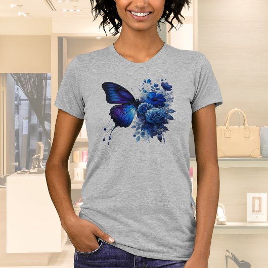 Blauwe vlindervlinder t-shirt