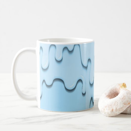 Blauwe vloeibare druppels koffiemok (Met donut)