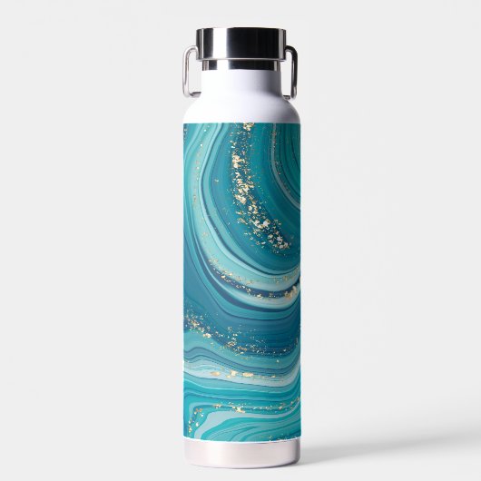 Blauwe, vloeibare marmer waterfles (Voorkant)