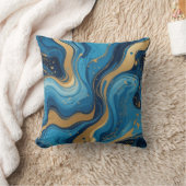 Blauwe vloeistof en met druppels en gouden glitter kussen (Deken)