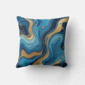 Blauwe vloeistof en met druppels en gouden glitter kussen (Achterkant)