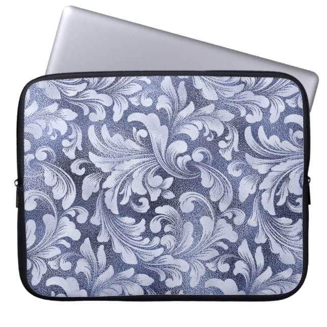 BLAUWE VLOEISTOFFEN LAPTOP SLEEVE (Voorkant)
