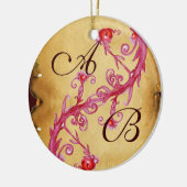 BLAUWE VLOEISTOFFEN MET SOUVENIR MONOGRAM KERAMISCH ORNAMENT (Links)