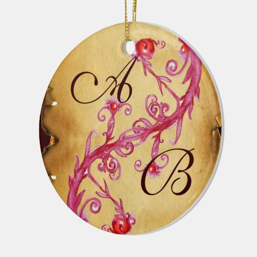 BLAUWE VLOEISTOFFEN MET SOUVENIR MONOGRAM KERAMISCH ORNAMENT (Links)