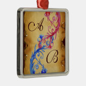 BLAUWE VLOEISTOFFEN MET SOUVENIR MONOGRAM METALEN ORNAMENT (Rechts)
