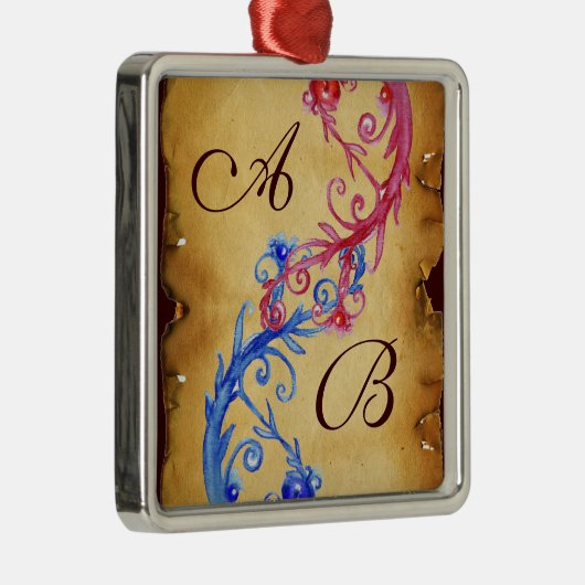 BLAUWE VLOEISTOFFEN MET SOUVENIR MONOGRAM METALEN ORNAMENT (Rechts)