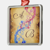 BLAUWE VLOEISTOFFEN MET SOUVENIR MONOGRAM METALEN ORNAMENT (Links)