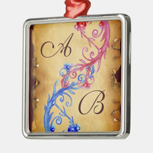 BLAUWE VLOEISTOFFEN MET SOUVENIR MONOGRAM METALEN ORNAMENT (Links)