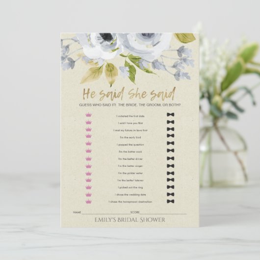 BLAUWE VLOEISTOFFER HIJ ZEI DAT ZE VRIJGEZELLENFEE KAART (Staand voorkant)