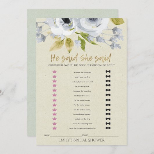 BLAUWE VLOEISTOFFER HIJ ZEI DAT ZE VRIJGEZELLENFEE KAART (Voorkant / Achterkant)