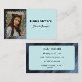 Blauwe Vloer & Gouden Ketting met Gepersonaliseerd Visitekaartje (Voorkant / Achterkant)