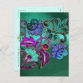 BLAUWE VLOERZIJDE, PINK SILK CLOTH, COLORFUL-PAREL FEESTDAGENKAART (Voorkant / Achterkant)