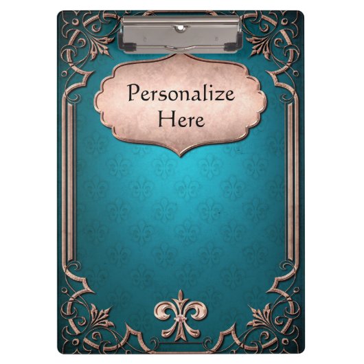 Blauwe vlooier de lis met Victoriaans brons Klembord (Voorkant)