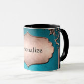 Blauwe vloour de lis met bronzen Victoriaans versi Mok (Voorkant rechts)