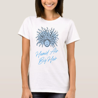 Blauwe VOCHTIGE LUCHT GROOT HAAR Zomer Humor Wanor T-shirt