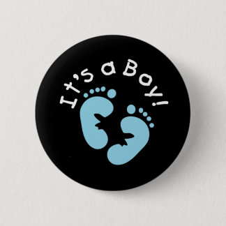 Blauwe voetafdrukken Het is een jongen Ronde Button 5,7 Cm