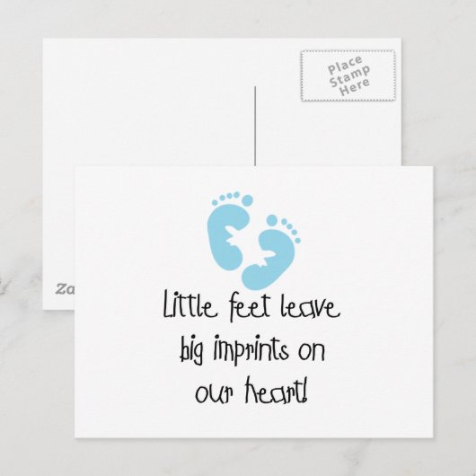 Blauwe voetafdrukken Kleine Belangrijke afdrukken Briefkaart (Voorkant / Achterkant)