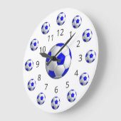 Blauwe Voetbal Atom-klok met cijfers Grote Klok (Hoek)