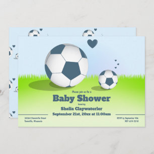 Blauwe Voetbal/Football Baby shower   Uitnodiging
