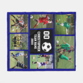 Blauwe Voetbal foto collage fleece deken (Voorkant (Horizontaal))