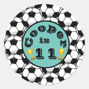 Blauwe voetbal verjaardag ronde sticker