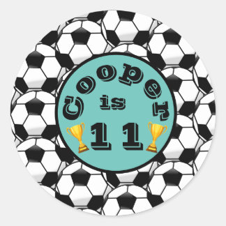 Blauwe voetbal verjaardag ronde sticker