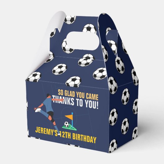 Blauwe Voetballer Kick Ball Favoriet Box Bedankdoosjes (Achterkant)