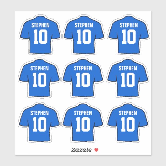 Blauwe Voetbalshirts Sticker (Vel)