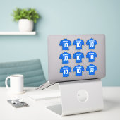 Blauwe Voetbalshirts Sticker (Laptop op bureau)