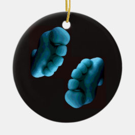 Blauwe voeten keramisch ornament