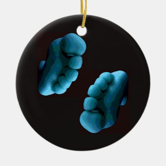 Blauwe voeten keramisch ornament (Voorkant)