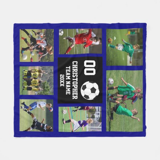 Blauwe voetenfoto collage fleece deken (Voorkant (Horizontaal))