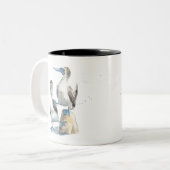 Blauwe voethobby's, komische drank tweekleurige koffiemok (Voorkant links)