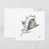 Blauwe Vogel Aquarel Bessen Groene Kunst (Voorkant / Achterkant)