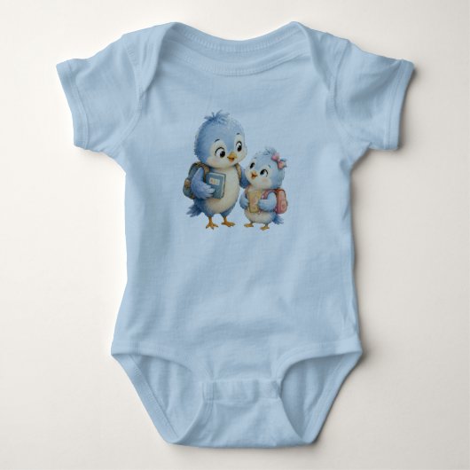 Blauwe Vogel Baby Body  Romper (Voorkant)