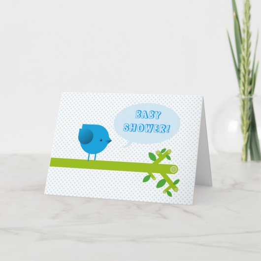 Blauwe vogel baby shower (Voorkant)
