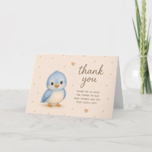 Blauwe Vogel Baby Shower Bedankt Kaart